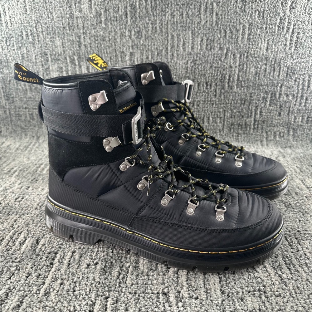 Dr. Martens Combs Tech Quilted Boots Mens 14 Padded Black Tactical Buckle Strap